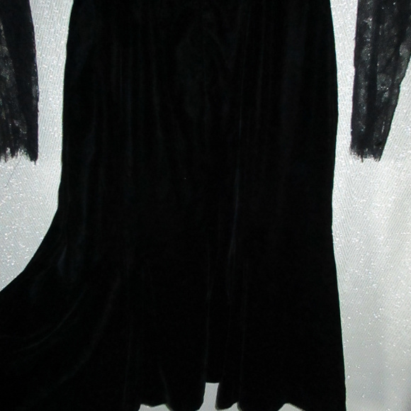 OSCAR DE LA RENTA VELVET LACE  DRESS FLUTE HEM BLACK - Picture 4 of 8